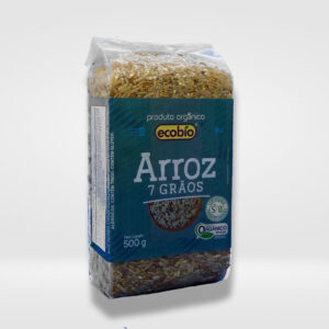Pacote de Arroz 7 Grãos Ecobio 500g - mistura de grãos integrais orgânicos para refeições nutritivas.