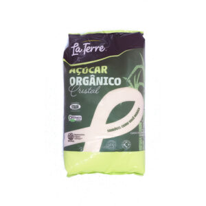 Pacote de Açúcar Orgânico Cristal 1kg - adoçante natural não refinado, ideal para bolos, bebidas e receitas saudáveis.