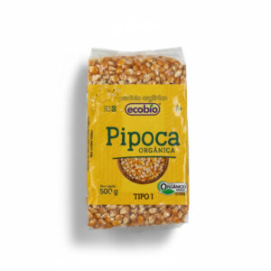 Pacote de Pipoca Orgânica eCOBIO 500g tipo I - grãos selecionados para pipoca macia e saborosa.