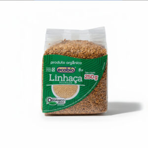Pacote de Linhaça Dourada Ecobio 250g - sementes nutritivas para vitaminas, saladas e receitas funcionais.