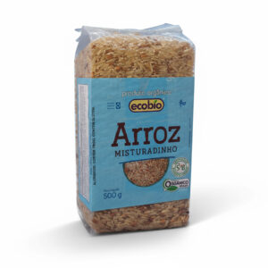 Pacote de Arroz Misturadinho Ecobio 500gr - blend de grãos integrais com quinoa, lentilha e farelo de arroz.