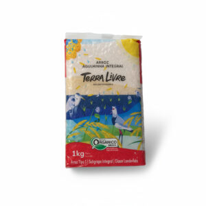 Pacote de Arroz Agulhinha Integral Terra Livre 1kg - grão integral nutritivo para refeições saudáveis do dia a dia.